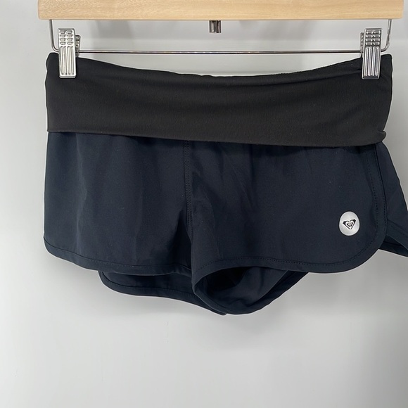 Roxy swim shorts high waist fold over waist black ocean quick dry surf beach S - Picture 11 of 12